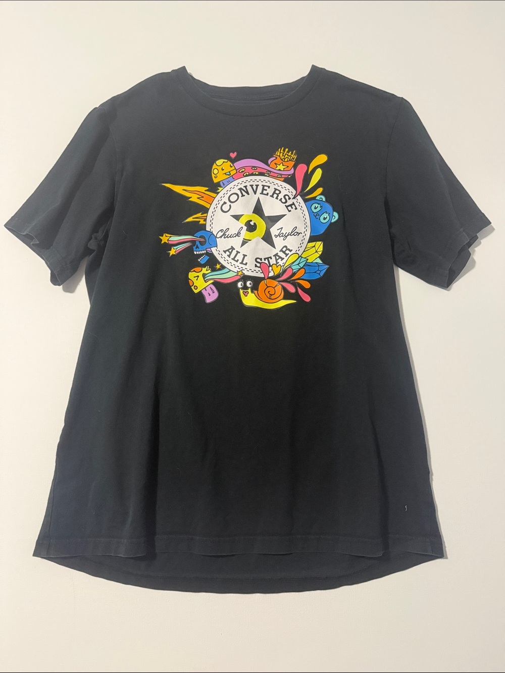 Converse Men Black Tee with Colorful All Star Graphic - L